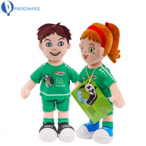 Pluche Pop Jongen Voetbal, Pluche Pop Meisje Voetbal, Progimpex Pluche knuffels maken
