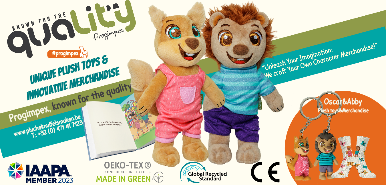 Oscar&Abby by Progimpex, maatwerk Merchandise en Pluche Knuffels.