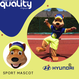 Progimpex, Pluche Knuffels Maken, Maatwerk Mascottepakken, Tennis Sport Mascotte pak huyundai, Maatwerk mascottepak voor sportclub