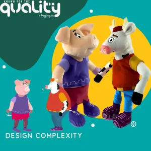 Pluche Knuffels Maken, Progimpex, Pluche Handpoppen Koe en Varken