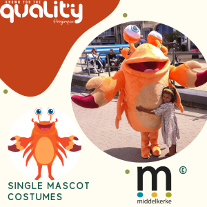 Progimpex, Pluche Knuffels Maken, Maatwerk Mascottepakken, Bedrijfs Mascotte, Gemeente Middelkerk , Maatwerk Mascotte Pak Krab