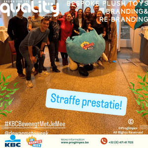 Progimpex pluche knuffels voor KBC en De Warmste week.