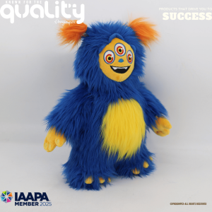 Blauw Monster Pluche knuffel met langer haar gemaakt door Progimpex