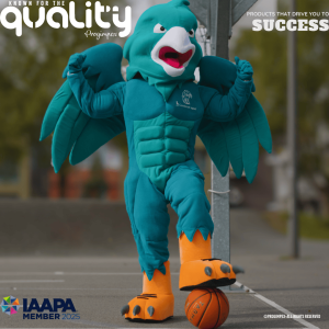 Progimpex maakte het karakterontwerp en produceerde dit prachtige mascottepak voor Condorcet Sport.